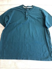 Lands’ End Henley Shirt Mens Large Green Super-T Tagless Cotton Tee Casual