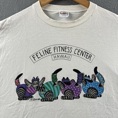 Vintage Crazy Shirts Feline Fitness Center Shirt Mens Large Cartoon Cats Hawaii