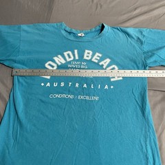 Vintage Bondi Beach Australia Sydney Blue T Shirt Size 42 Large READ All Cotton