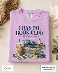 Coastal Book Club Shirt, Comfort Colors Beach Reading Tee, Book Lover Gift