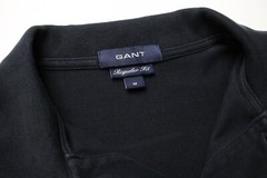 GANT Regular Fit T-Shirt Mens Medium Short Sleeve Half Button Polo Collared Navy