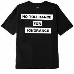 NEW OBEY Awareness Black White VOTE NO TOLERANCE FOR IGNORANCE Cotton T-Shirt L
