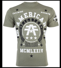 AMERICAN FIGHTER Military Green DALTON Athletic Graphic T-shirt NWT