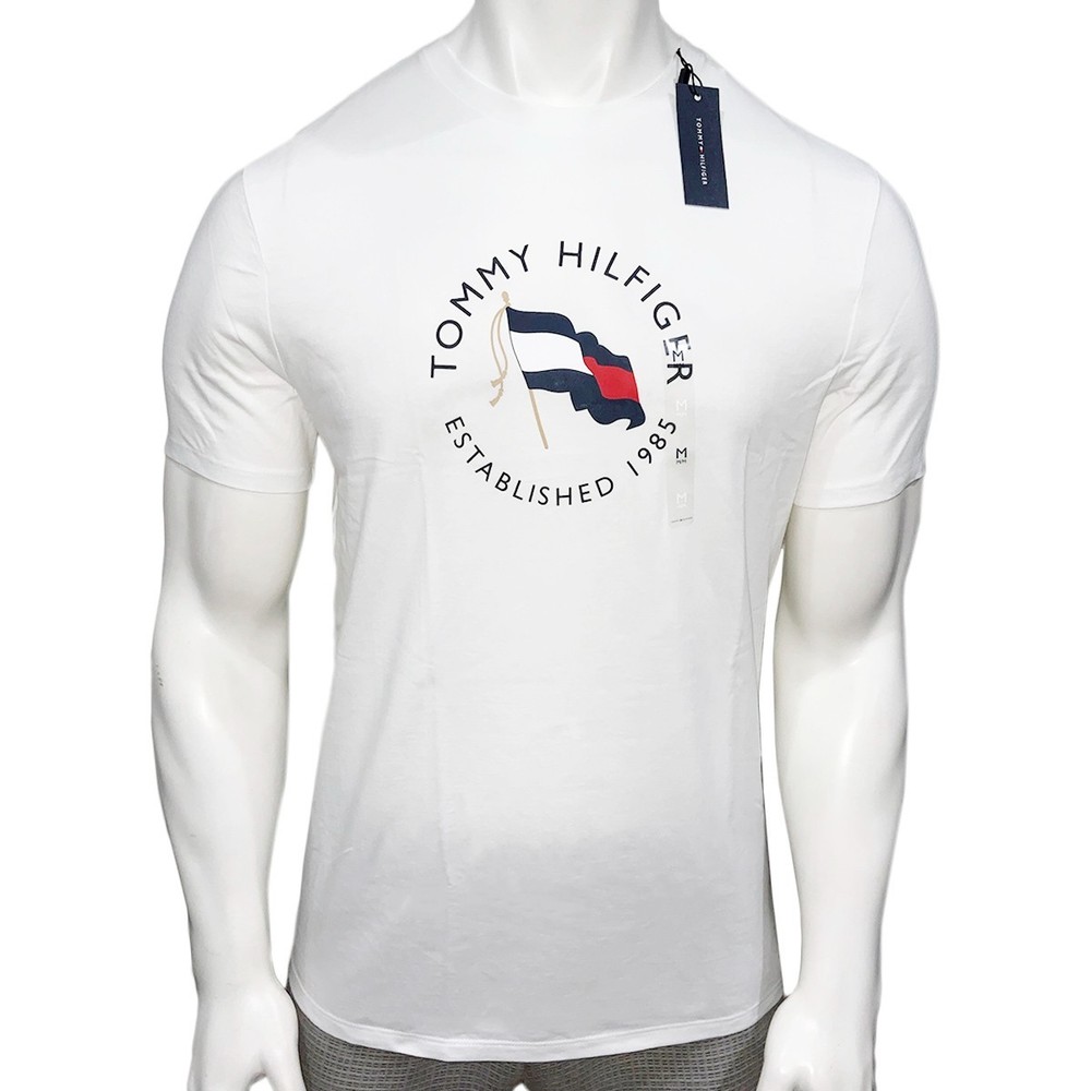 TOMMY HILFIGER MSRP$39.50 MEN’S WHITE CREW NECK SHORT SLEEVE T-SHIRT SIZE L