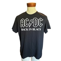 AC/DC T-Shirt Mens Black Large Back in Black Graphic Band Rock Tee Short Sleeve
