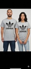 ADIDAS Vintage Trefoil Logo HEATHER GREY Regular Fit Short Sleeve T-shirt NWT