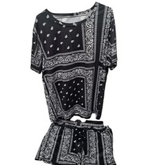 Men’s Jacquard Knit Lounge Sets Short Sleeve T-Shirts & Shorts Matching Set XL