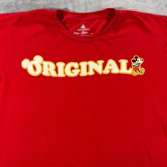 DISNEY T-Shirt Mens XXL Red Mickey Mouse Original Graphic Tee Retro Casual