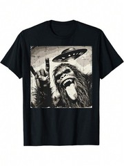 Big-Foot Rocker Tongue Ufo Selfie Sasquatch Rock Men T-Shirt For Men