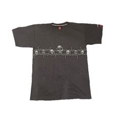 VTG JNCO Jeans T-Shirt Men’s L Gray Skull & Tribal Wrap Around 90s Y2K USA