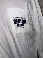 Vineyard Vines Discovery Channel Long Sleeve Shark Week T-Shirt XLT EUC White