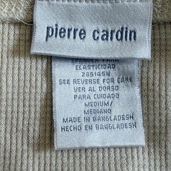 Pierre Cardin Medium Beige V-Neck Waffle Knit Short Sleeve T-Shirt Vtg Unisex