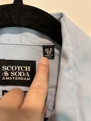 Scotch & Soda Modern Fit Blue Button Down Shirt 15.5 39 Stretch Cotton