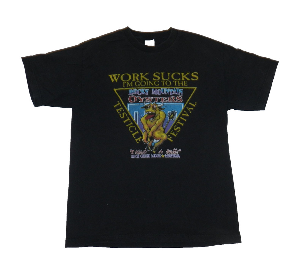 Vintage T Shirt Black Graphic L Humor 90s Vtg Work Sucks Rare!
