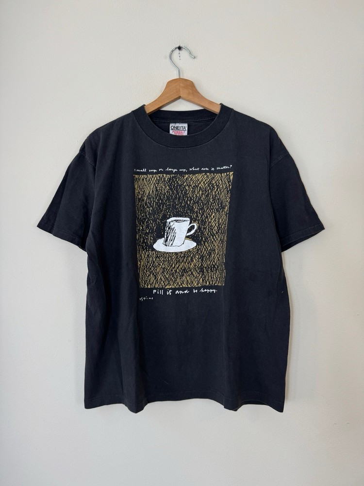 Vintage 90’s Coffee Stine Single Stitch Black Tee Shirt – Large