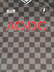 ACDC High Voltage Soccer Style Jersey Checkered V-neck Size XL Charcoal Black