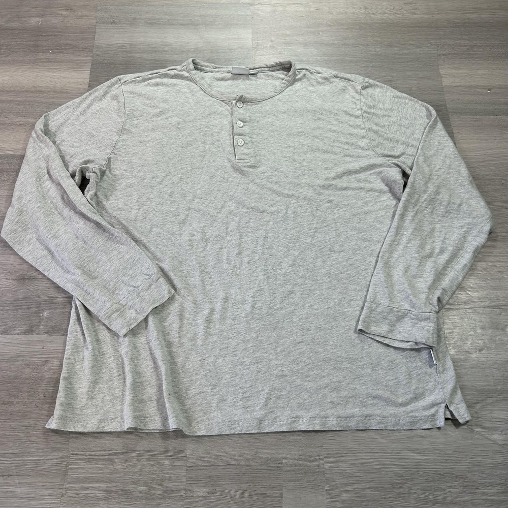 Onia Henley Shirt Mens XL Gray Linen Modal Lightweight Jersey Long Sleeve Tee