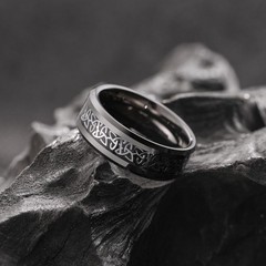 Celtic Knot Tungsten Carbide Ring, 8mm Gunmetal Silver Wedding Band for Men C…