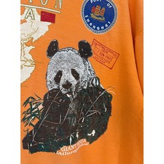 Vintage 90s Excursion China Shanghai Panda Graphic T Shirt Large Orange Tourist