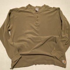 Carhartt Men’s L Tan Long Sleeve Henley Cotton Knit T-Shirt K200LDN