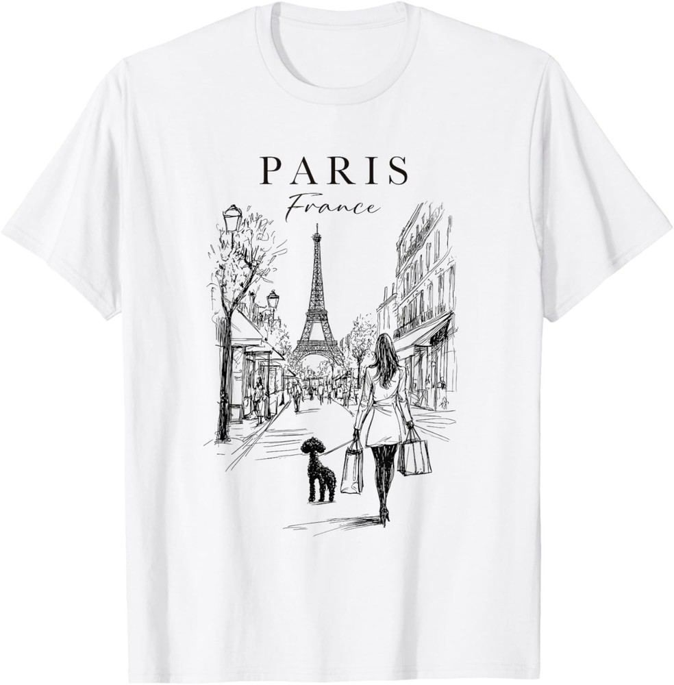 Paris France Eiffel Tower French Girl City Of Love Souvenir T-Shirt