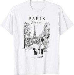 Paris France Eiffel Tower French Girl City Of Love Souvenir T-Shirt
