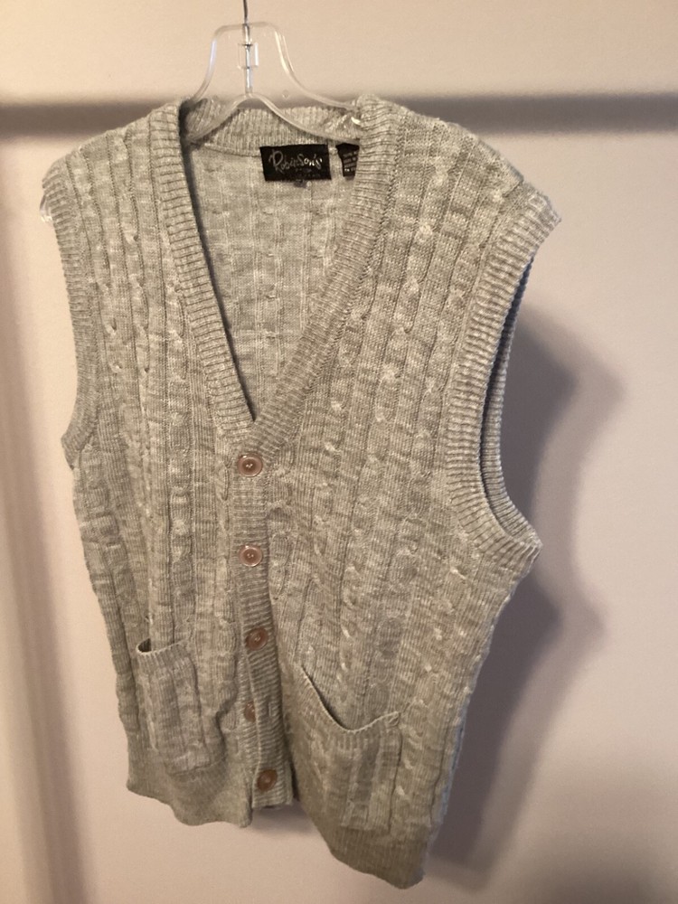 80s Med Mens VTG Old Man’s sweater cardigan Vest Hipster acrylic Kramer Nerd
