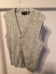 80s Med Mens VTG Old Man’s sweater cardigan Vest Hipster acrylic Kramer Nerd