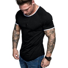 Men Short Sleeve Tops T-shirt Baggy Fit Sport Gym Muscle Tee Workout Training