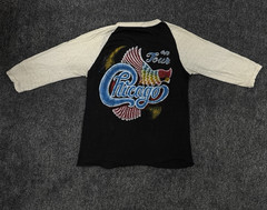 Vtg 70s Chicago Band On Tour Raglan Bootleg L RN 28205 Pakistan Autumn Rainbow