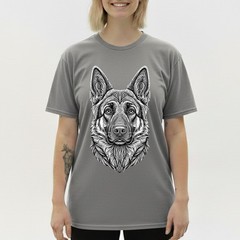 Artistic German Shepherd T-Shirt Line Art Dog Lover GSD Portrait Graphic Tee