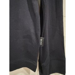 Hugo Boss Mens Eligio 1/7 Slim Fit Ribbed Cotton Henley Long Sleeve Shirt Black