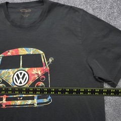 Crazy Shirt Men’s XL Black Volkswagen VW Bus Floral Graphic Pima Cotton T-Shirt