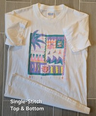 Vintage Vail Shirt Single-Stitch Art Large 90s Puff Print Colorful Fresh Produce