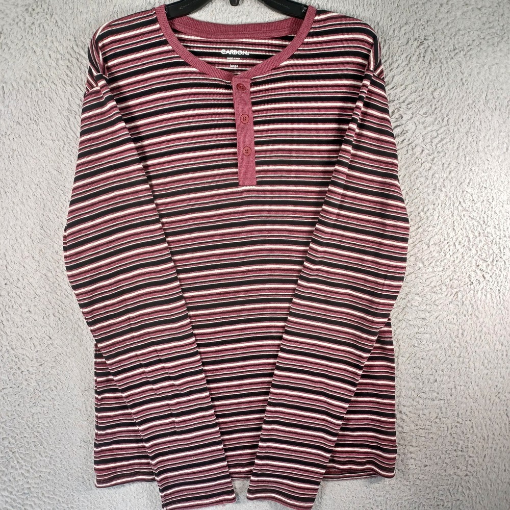 Carbon Mens Multicolor Striped Long-Sleeve Shirt Size Large 1/4 Button Stretch