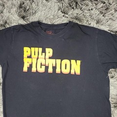 Pulp Fiction Shirt Mens Large Black Logo Graphic 90s Tee Tarantino Movie Flaws