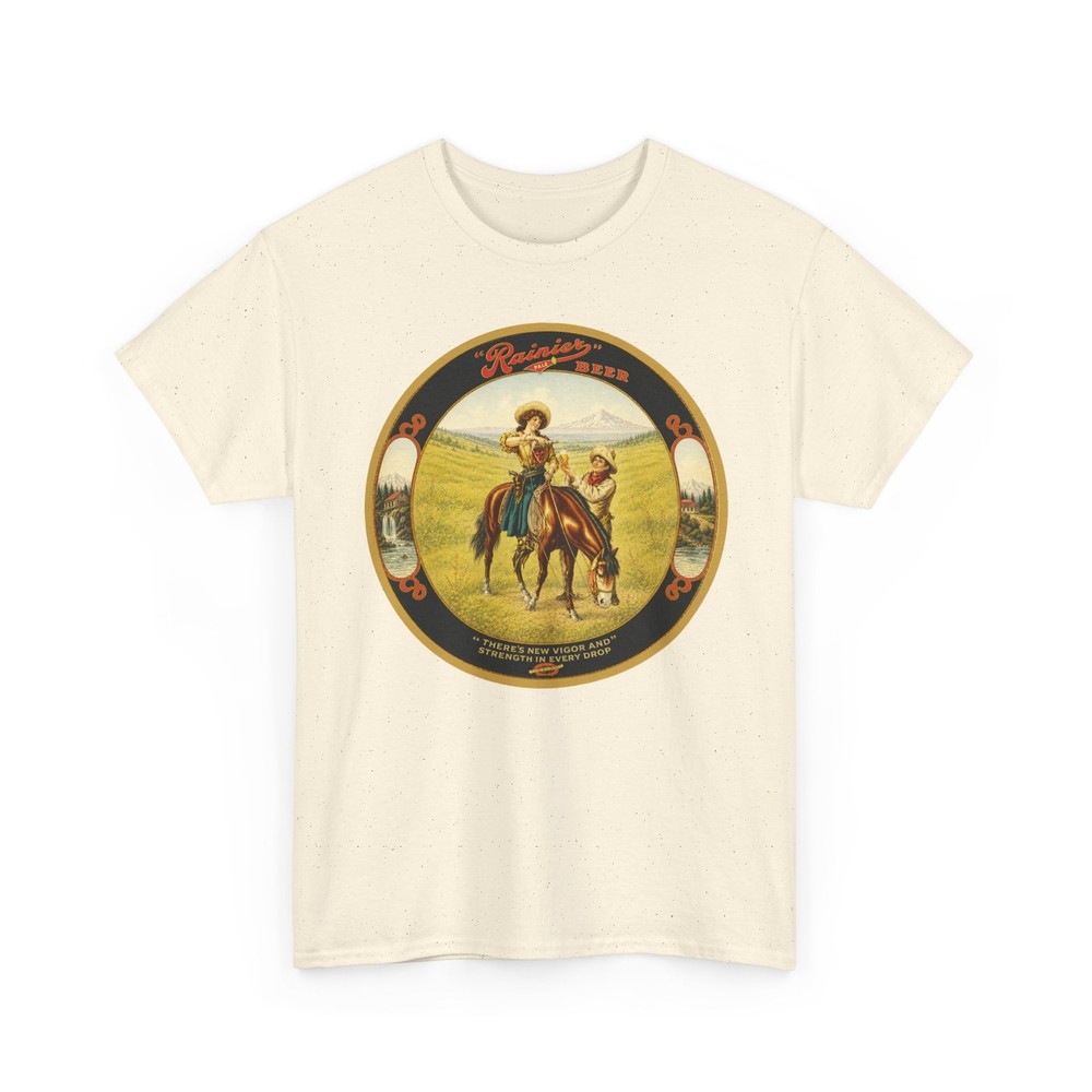 Rainier Pale Beer Western Cowgirl Cowboy Horse San Francisco CA Retro T-Shirt