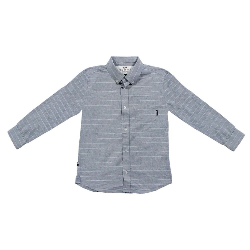 Fourstar Button Up Longsleeve Gulf Blue – Youth Kids Medium