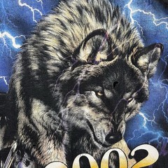 Vintage Sturgis Shirt Mens Large Black Purple Lightning Wolf Biker Rally AOP