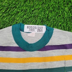 Vintage 80s MOD Stripes Blank Shirt Teens XS 12×19 Gray USA