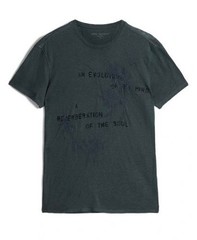 John Varvatos Men’s Evolution Floral Embroidery Linen SS Crew T-Shirt Dried Sage