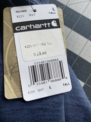 Carhartt NAVY Long Sleeve T-shirt Regular Fit K231; Large TALL