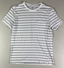 Mack Weldon Men’s LARGE White Striped Cotton Short Sleeve Crew Neck Pocket Tee