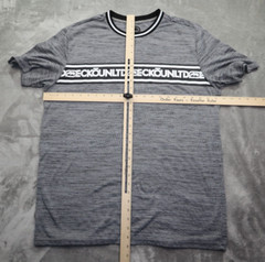 Ecko Unltd. Color Block Contrast T Shirt Adult Size L Gray Striped Crew Neck
