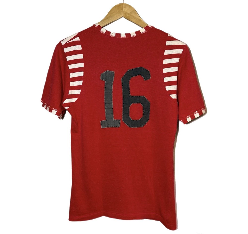True Vintage 50s/60s Cotton Motorcycle flock Sportex Red / Striped Lido Rare Tee
