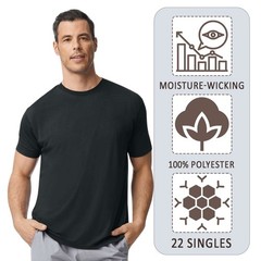 Gildan Unisex Short Sleeve T-Shirt 100% Polyester Modern Classic Fit Tee