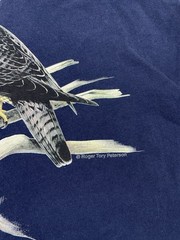 Vintage Roger Tory Peterson Bird T Shirt XL Blue Fruit Of The Loom Heavy Hawk
