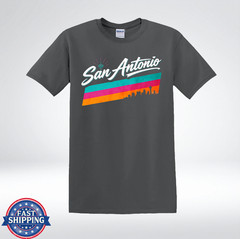 San Antonio Fiesta Colors Retro Skyline Graphic T-Shirt