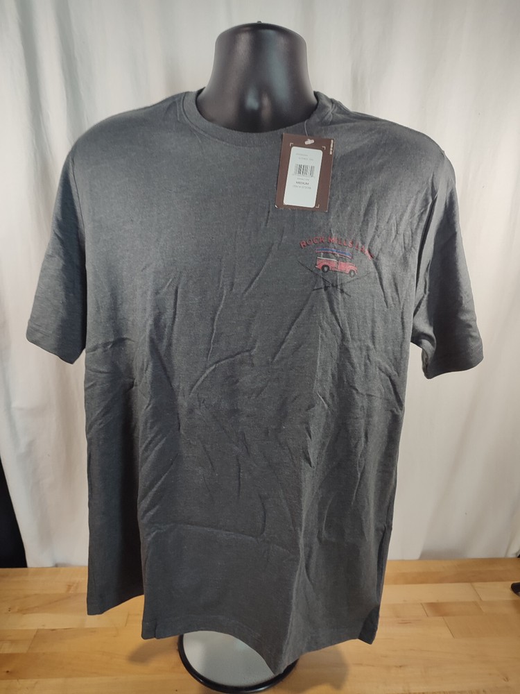 Men’s G.H.Bass & Co. Cotton Blend Short Sleeve Graphic Tshirt Gray Medium