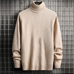 Men’s High Collar Knitted Turtleneck Solid Color Warm Sweater Warm Pullover New